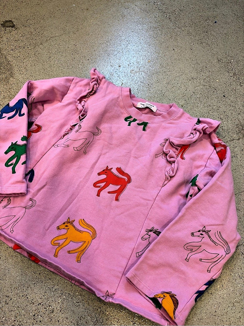 Bobo Choses Wonder Horse All Over Ruffle Sweatshirt Pink